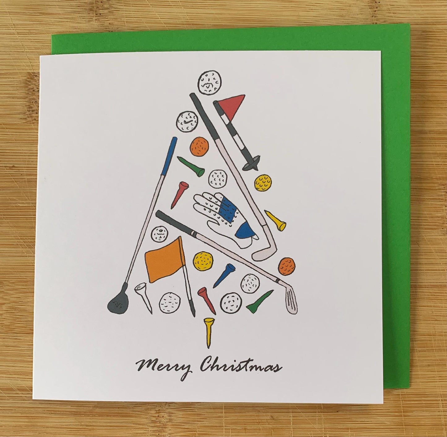 Golf Christmas card, male Christmas card, golfing, Christmas tree, Xmas card , hoildays card