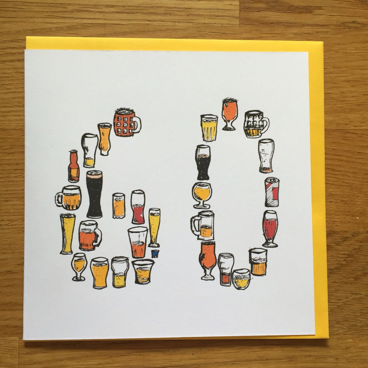 60th sixtieth sixty birthday card men /male drinking card beer