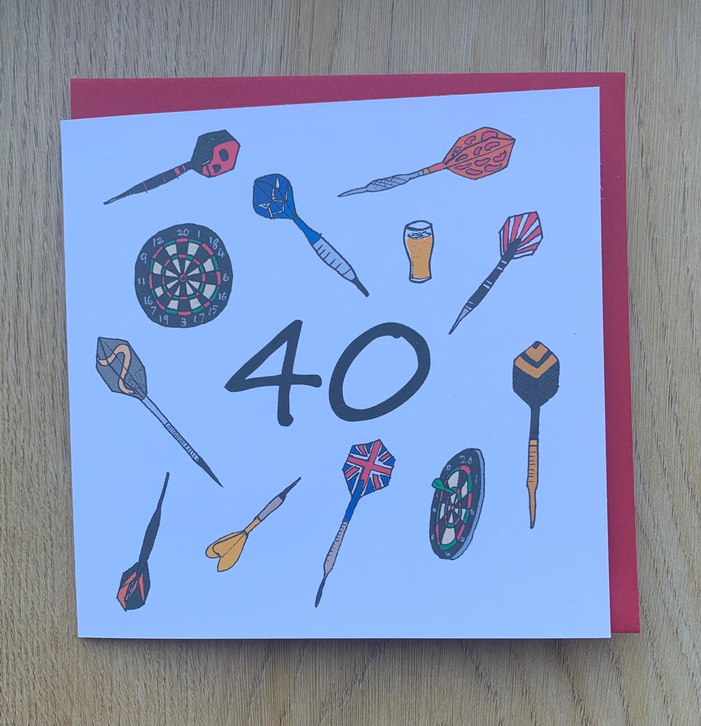 40th Birthday card/ darts/ 40/ for him / for her, sporty/ forty