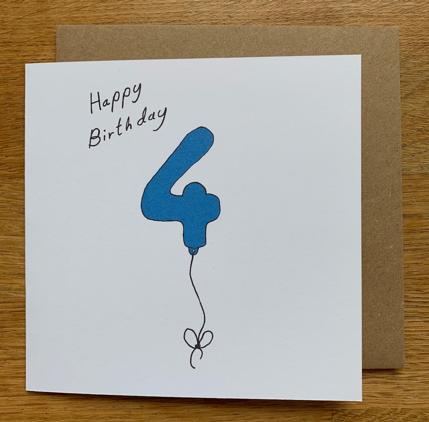 4th birthday card, 4 balloons, for men, for him, male, cute, blue, boy