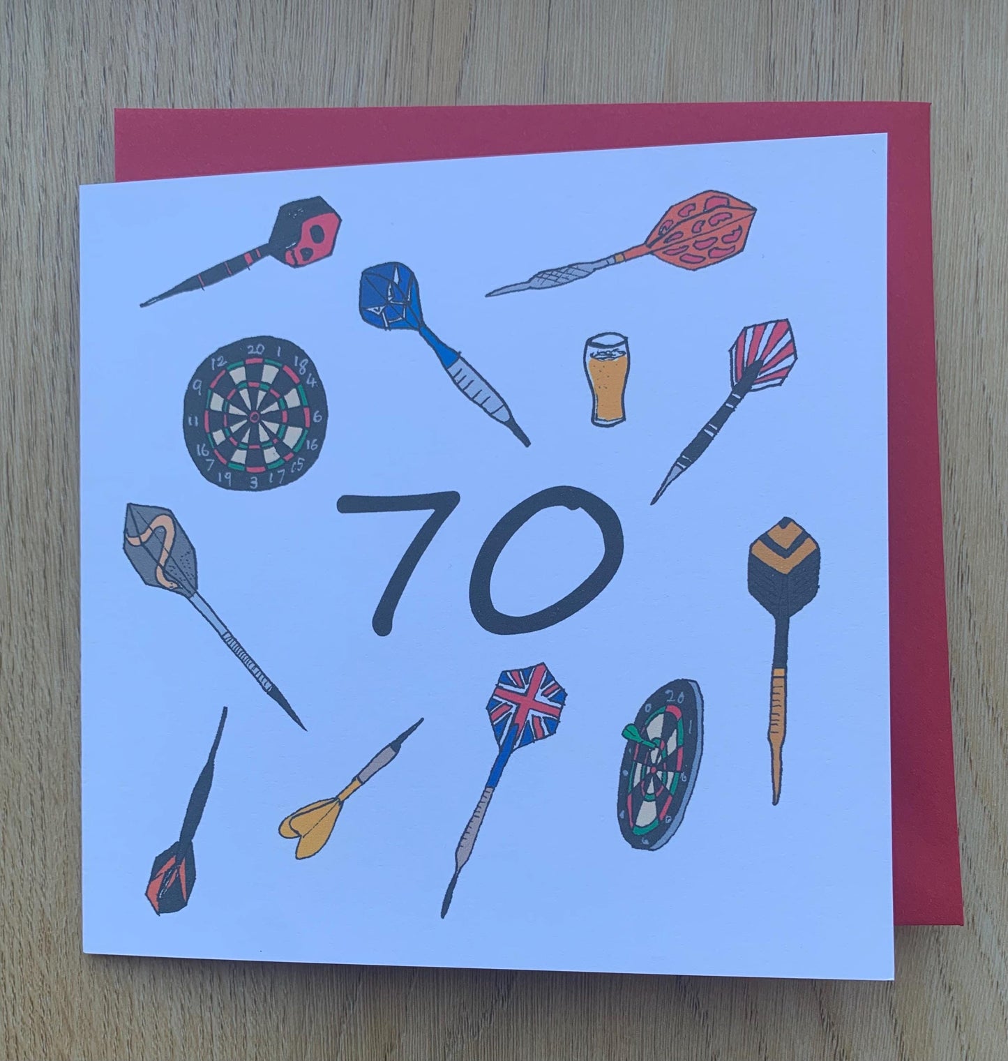 70th Birthday card/ darts/ 70/ for him / for her, sporty/ seventy