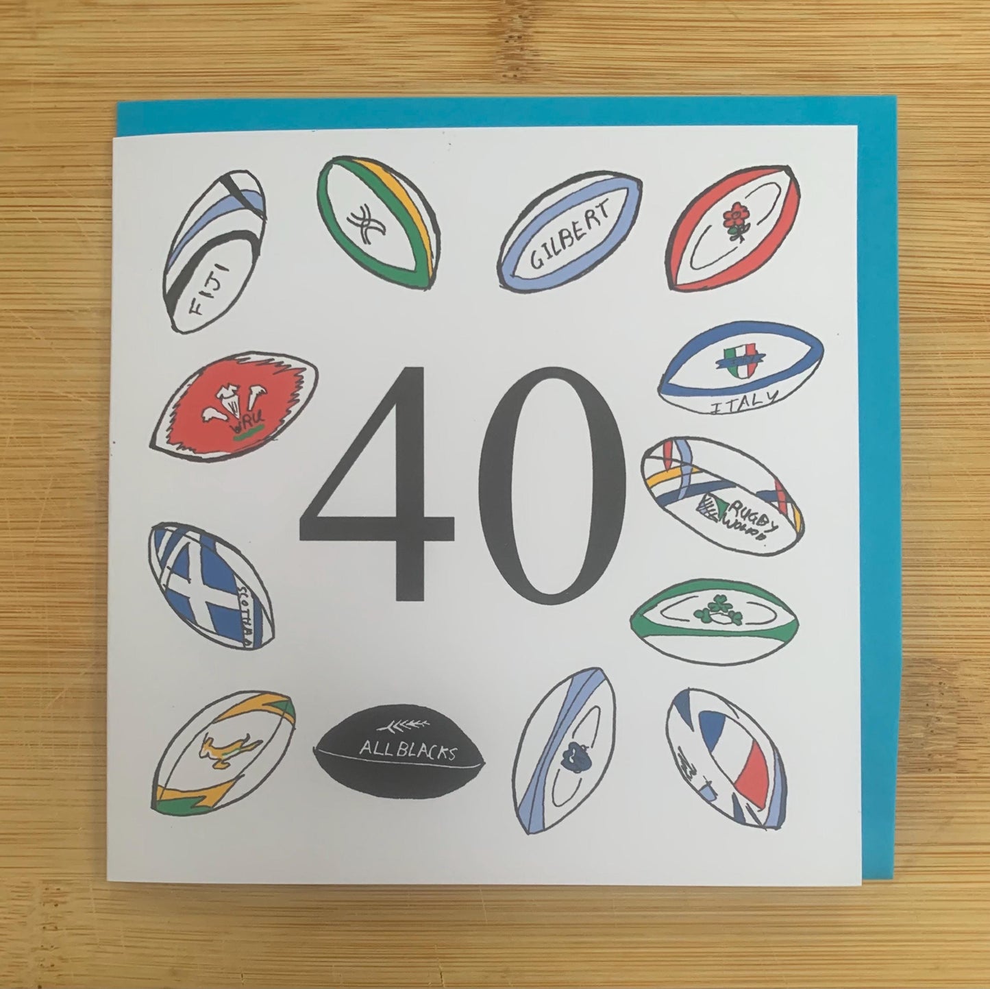 40th birthday card, rugby, 40, sporty, forty