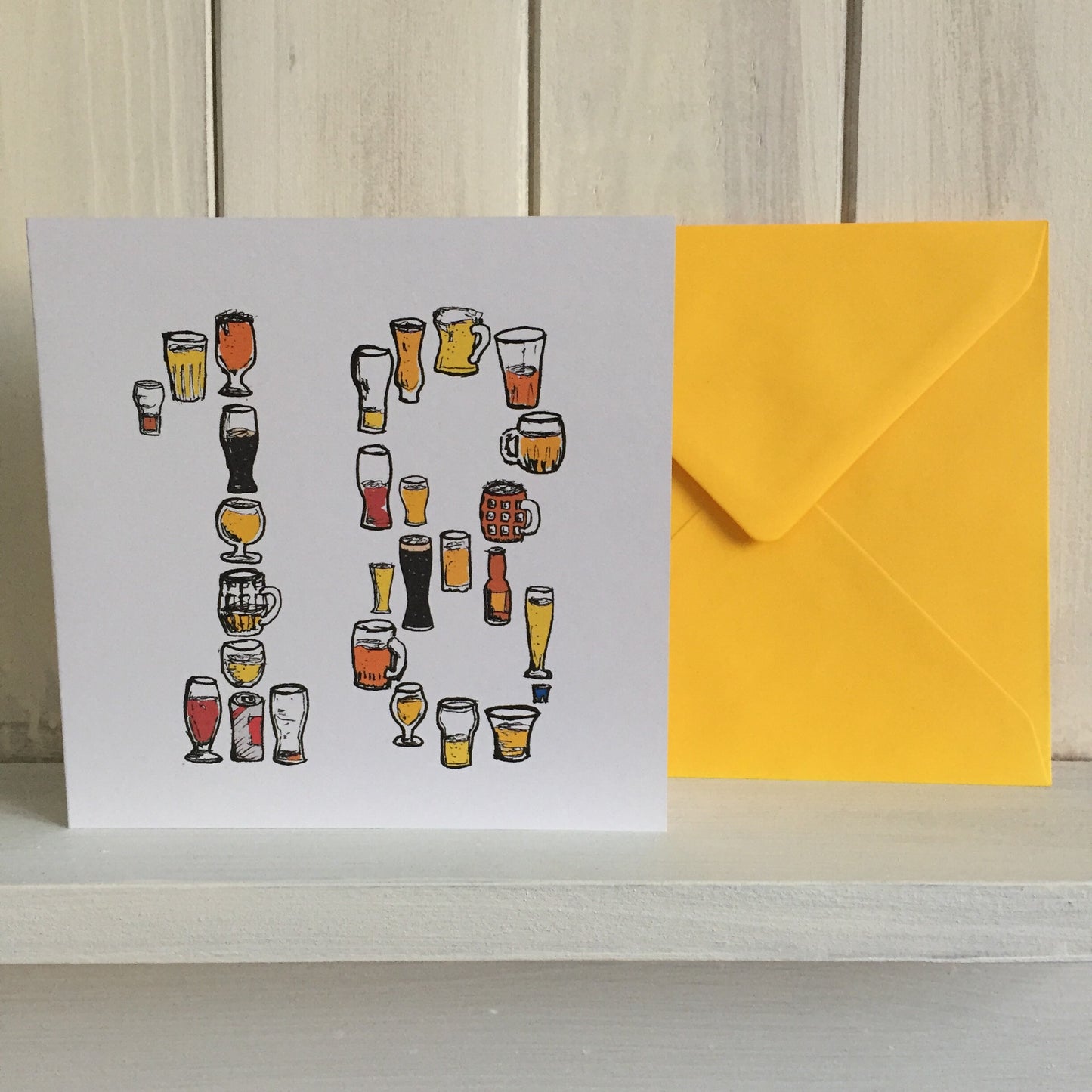 18th Birthday Card for Beer Lovers – 18 Hand-Drawn Brew Lover Greeting – Milestone Birthday Card for Him, male, man