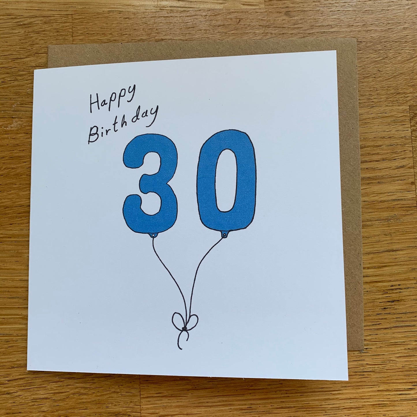 30th birthday card, 30 balloons, for men, for him, male, cute, blue,