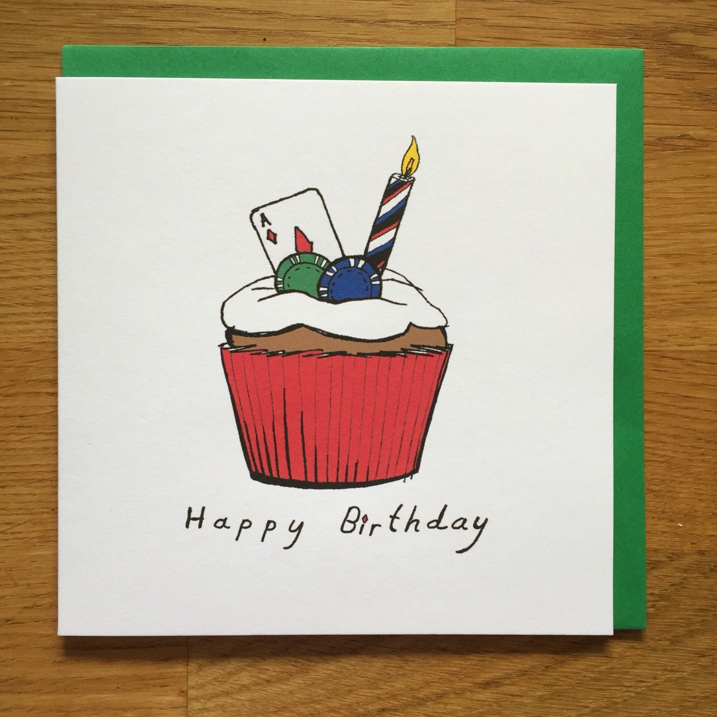 Poker Birthday Card – Casino Hand-Drawn Card for Poker Players & Card Game Lovers – Birthday Greeting for Him or her