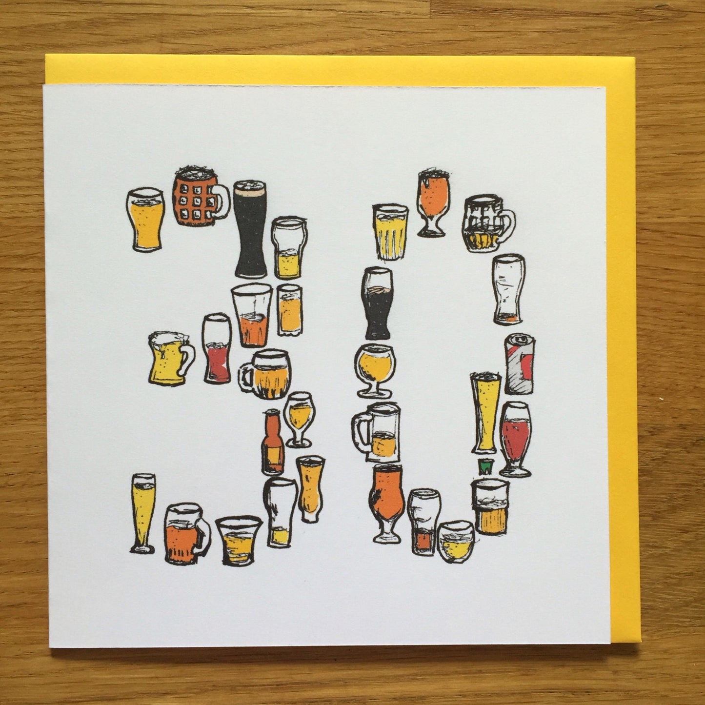30th Birthday Card for Beer Lovers – 30 Hand-Drawn Brew Lover Greeting – Milestone Birthday Card for Him, male, man