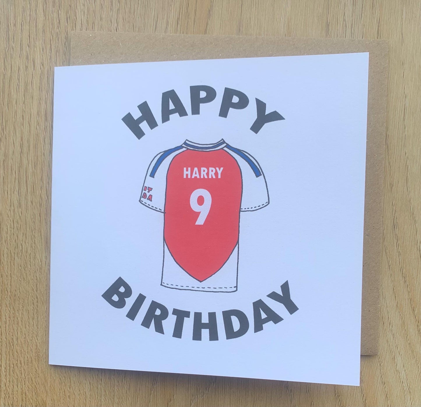 Arsenal birthday card, football, personalised with name & age, the gunners, boy, man, soccer, personalisation