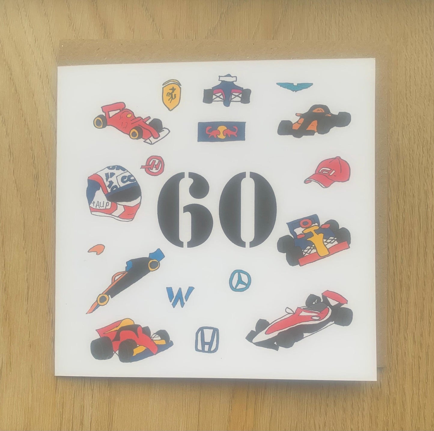 60th birthday card, formal one, f1 card, F1, formal 1, racing cars, car, cards, for him, male, motorsports, 60, sixty, sixtieth
