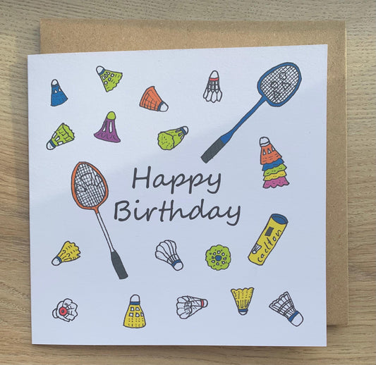 Badminton Birthday card, happy birthday card,  him, her, sporty
