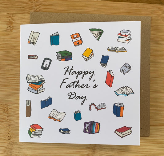 Father's day card, books, book lover card
