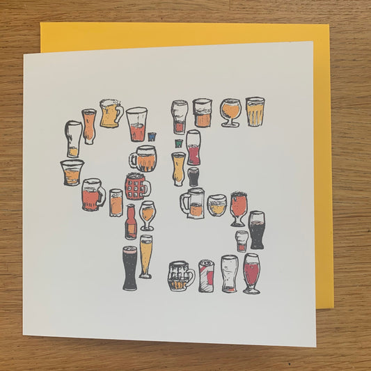 95th Birthday Card for Beer Lovers – 95 Hand-Drawn Milestone Card – Brew Lover Greeting for Him or Her
