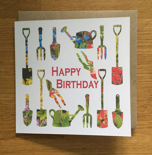 Gardening birthday card, gardener, garden card.