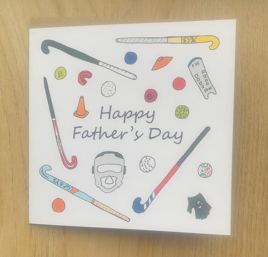 Father’s Day card, Hockey card, feild hockey happy birthday card, stick, ball, sporty, Dad, Father